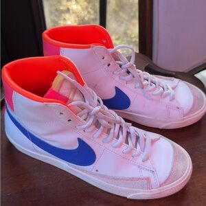 Nike White High-Tops with Blue and Orange Accents